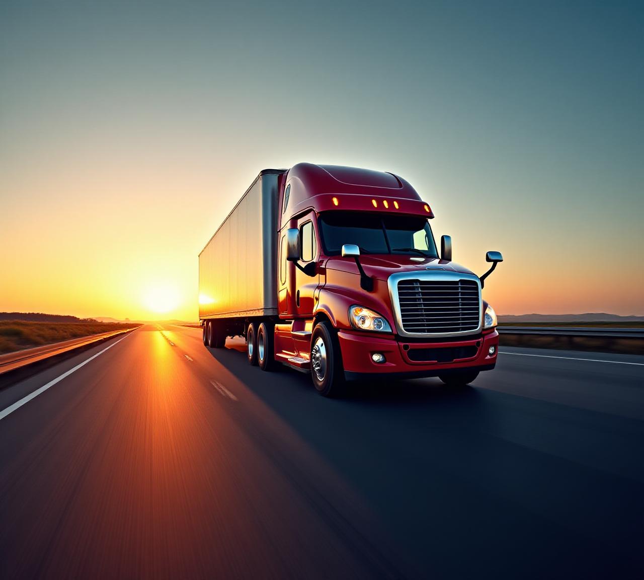 Reliable freight truck on the highway representing THE LUBRICANT WAREHOUSE, LLC transit
