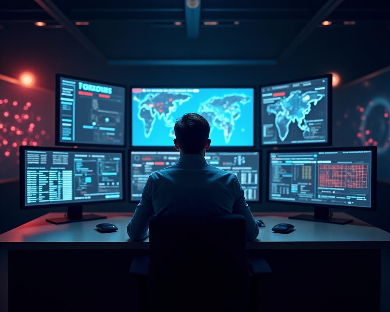 Modern logistics dispatch center with professional monitoring screens